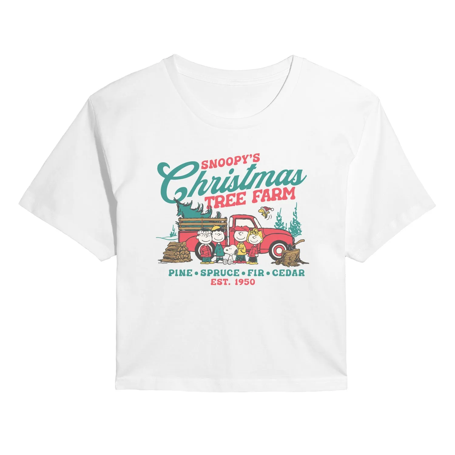 Peanuts - Tree Farm - Juniors Cropped Short Sleeve Graphic T-Shirt sold by Zulily product image thumbnail 2