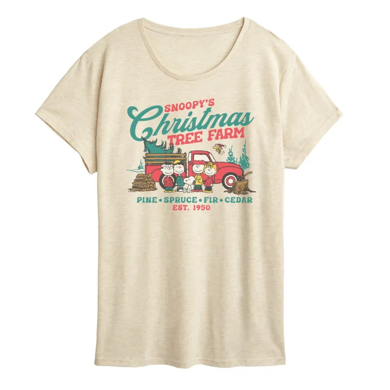 Peanuts - Tree Farm - Women's Short Sleeve Graphic T-Shirt sold by Zulily