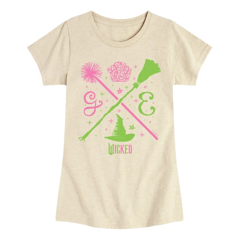 Wicked: Part 1 - Glinda and Elphaba Icons - Youth Girls Short Sleeve T-shirt sold by Zulily