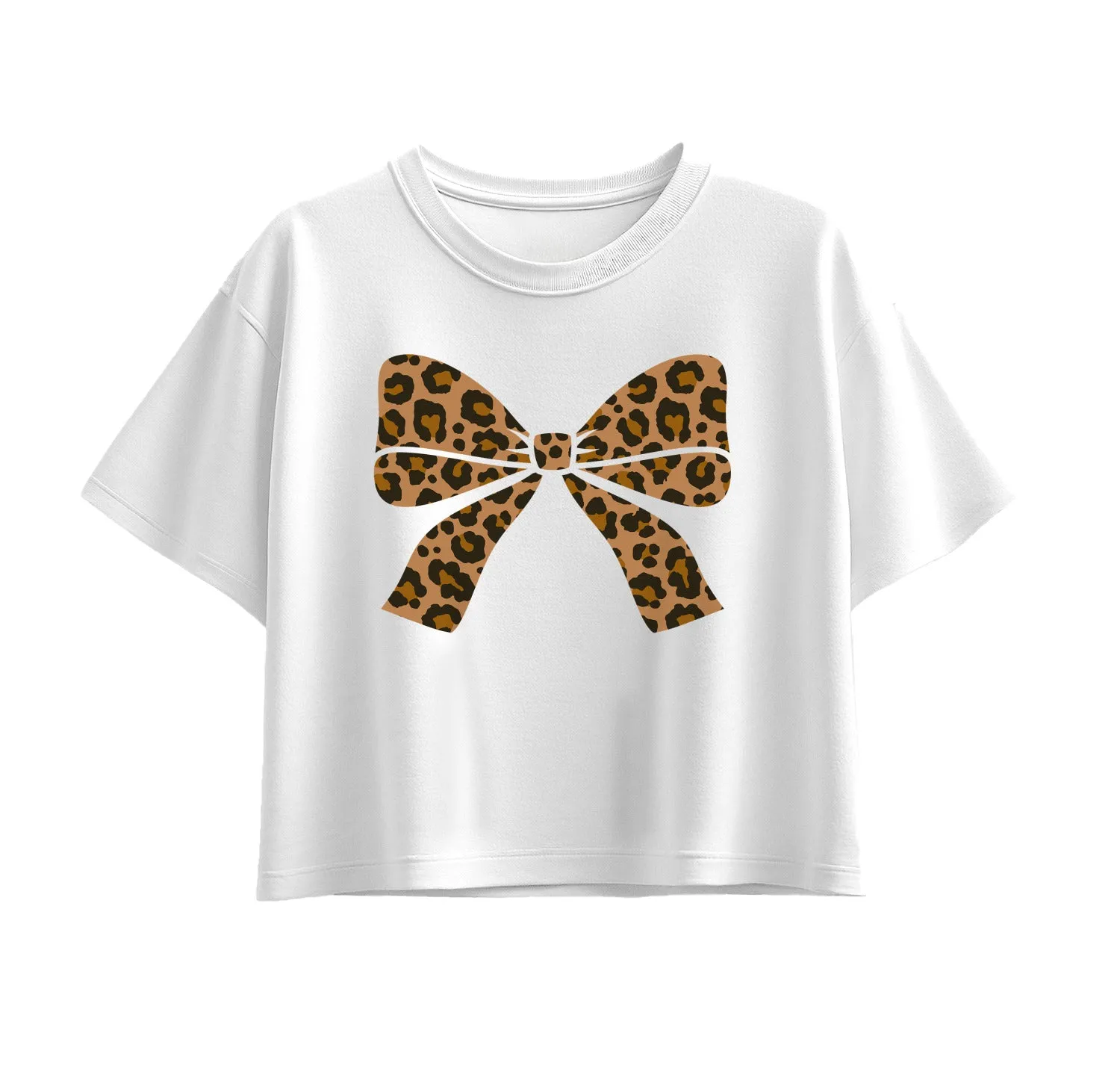 Instant Message - Leopard Print Bow - Youth Girl Short Sleeve Boxy Tee sold by Zulily product image thumbnail 3