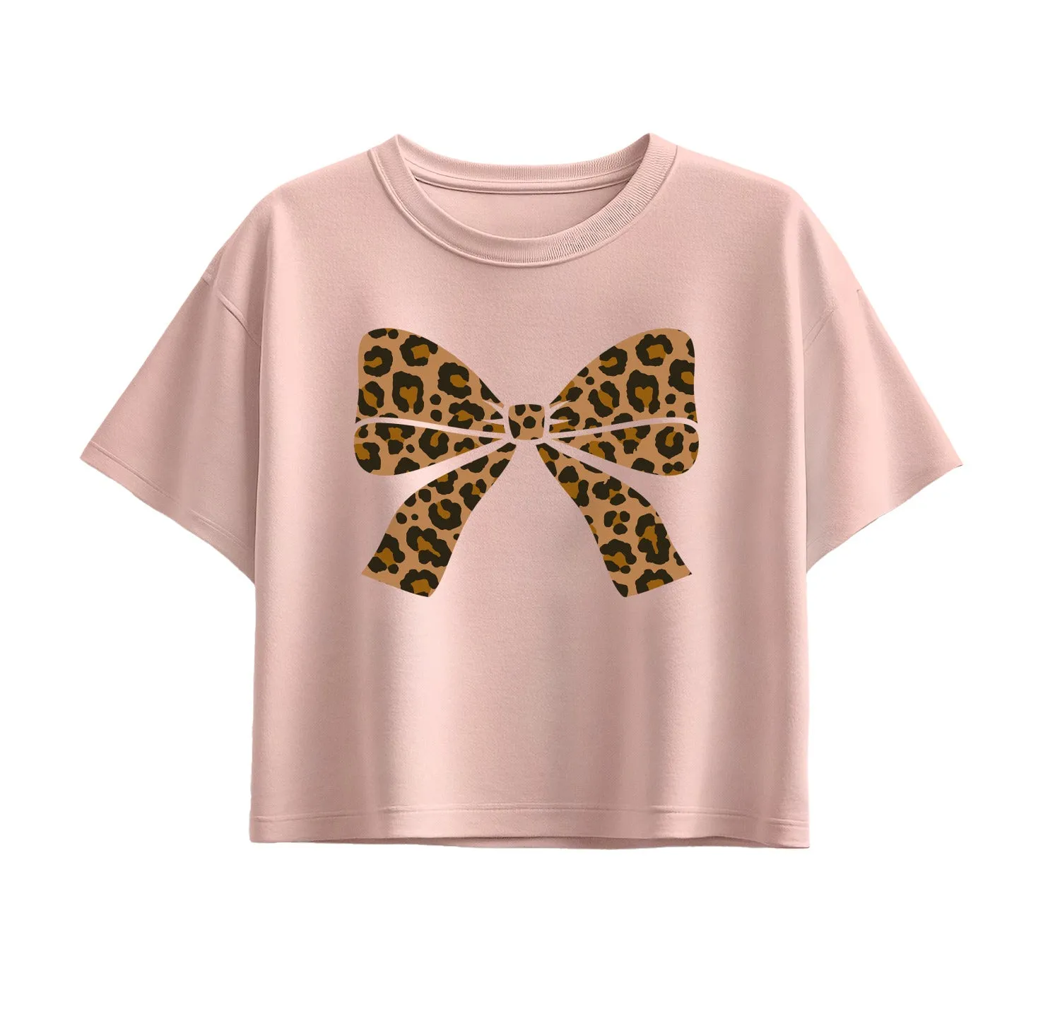 Instant Message - Leopard Print Bow - Youth Girl Short Sleeve Boxy Tee sold by Zulily product image thumbnail 2
