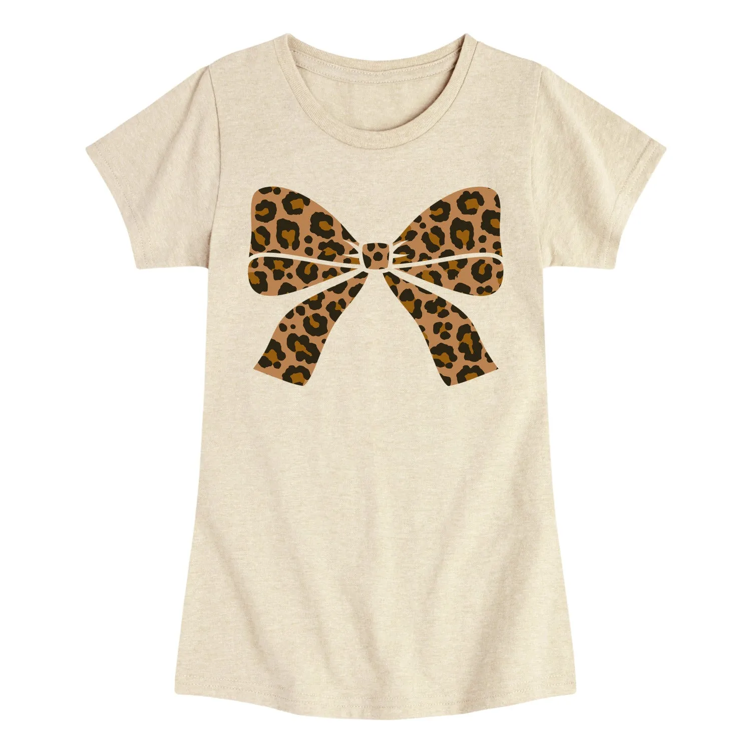 Instant Message - Leopard Print Bow - Youth Girls Short Sleeve T-shirt sold by Zulily