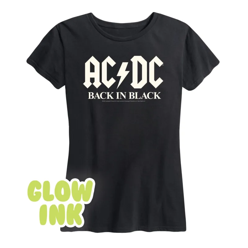 ACDC - Glow In The Dark - Back In Black - Women's Short Sleeve Graphic T-Shirt sold by Zulily
