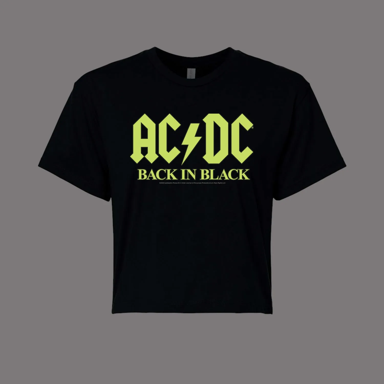 ACDC - Glow In The Dark - Back In Black - Juniors Cropped CotTon Blend T-Shirt sold by Zulily product image thumbnail 2