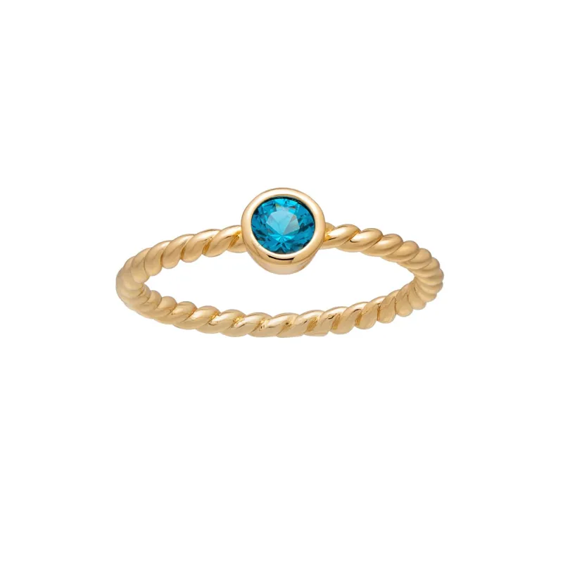 callura Goldtone Twisted CZ Birthstone Solitaire Ring – March Aquamarine sold by Zulily