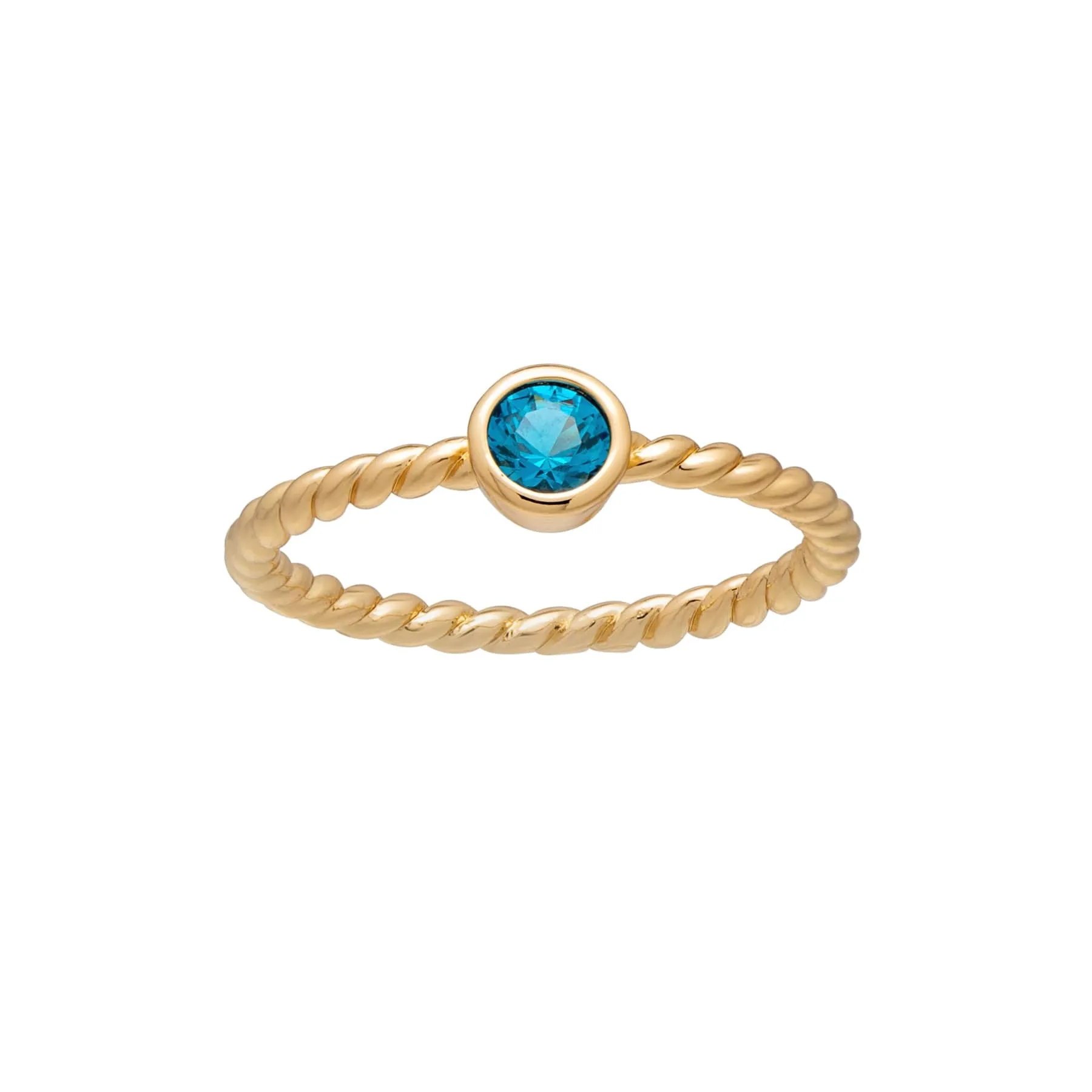 callura Goldtone Twisted CZ Birthstone Solitaire Ring – March Aquamarine sold by Zulily