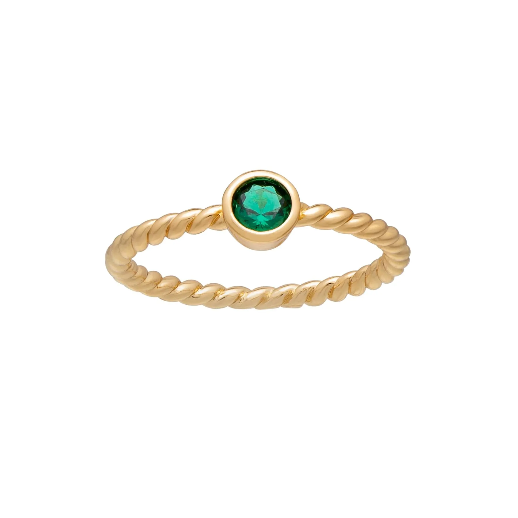callura Goldtone Twisted CZ Birthstone Solitaire Ring – May Emerald Green sold by Zulily product image thumbnail 3