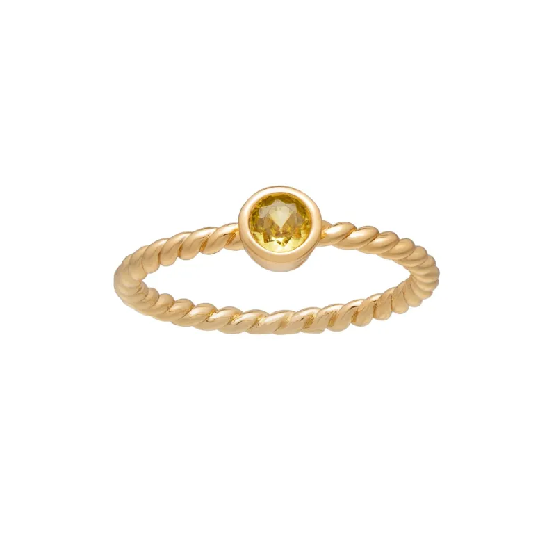 callura Goldtone Twisted CZ Birthstone Solitaire Ring – November Citrine sold by Zulily