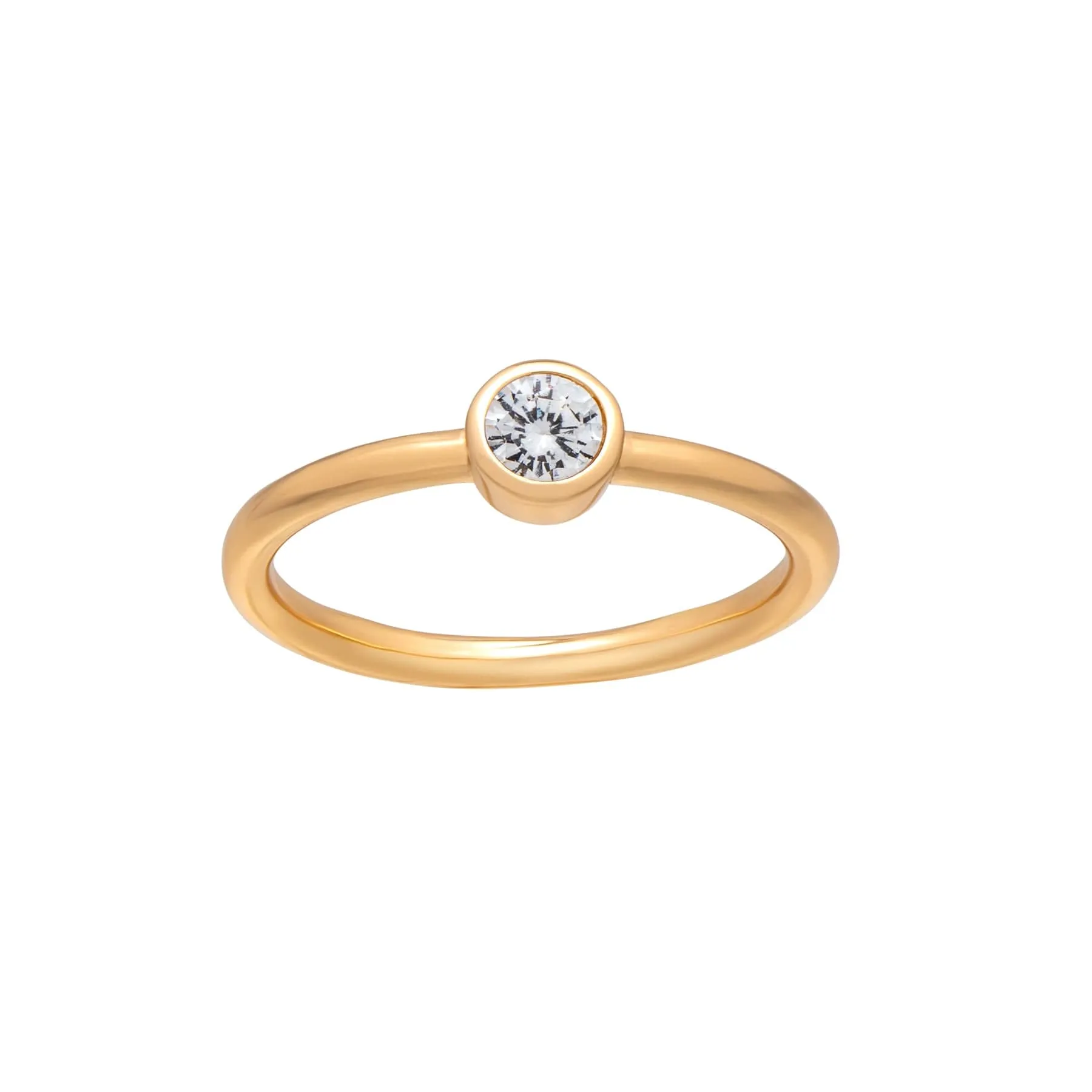 callura Goldtone CZ Birthstone Stackable Solitaire Ring – April Clear sold by Zulily