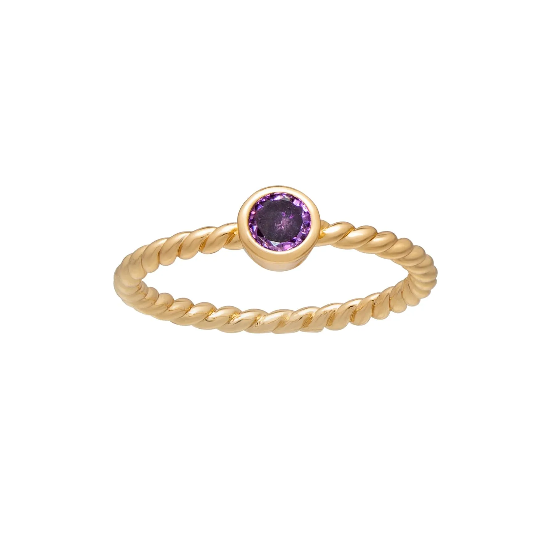 callura Goldtone Twisted CZ Birthstone Solitaire Ring – February Amethyst sold by Zulily product image thumbnail 4