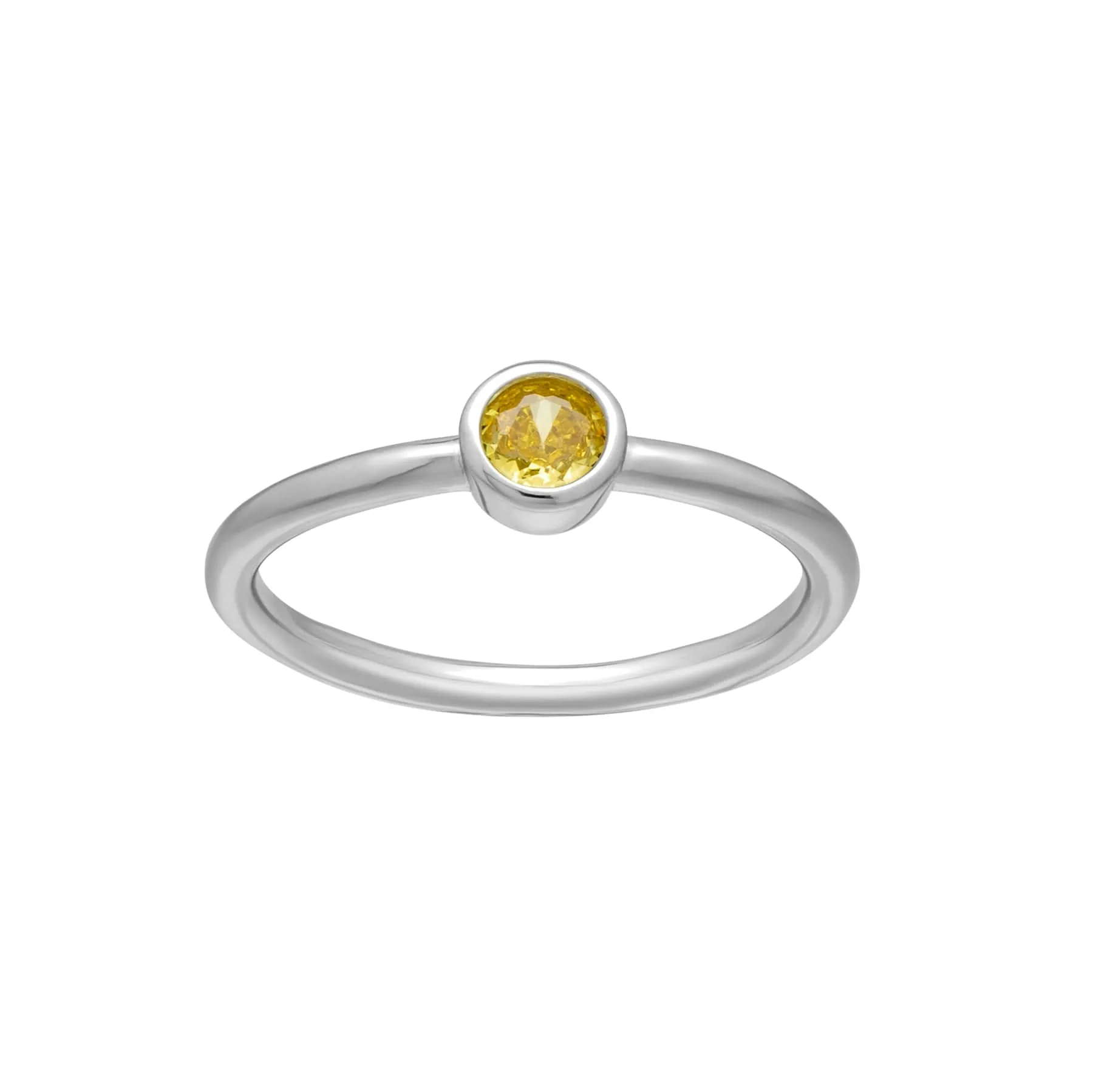 callura Silvertone CZ Birthstone Stackable Solitaire Ring – November Citrine sold by Zulily