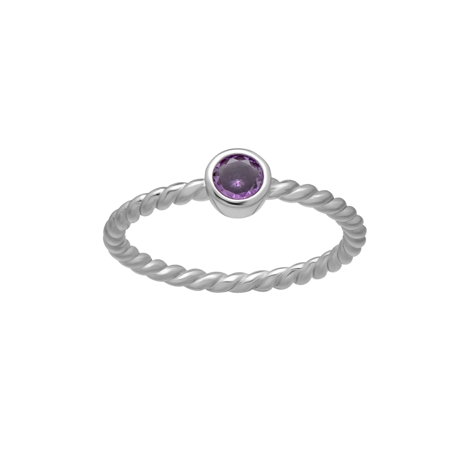 callura Silvertone Twisted CZ Birthstone Solitaire Ring – February Amethyst sold by Zulily product image thumbnail 2
