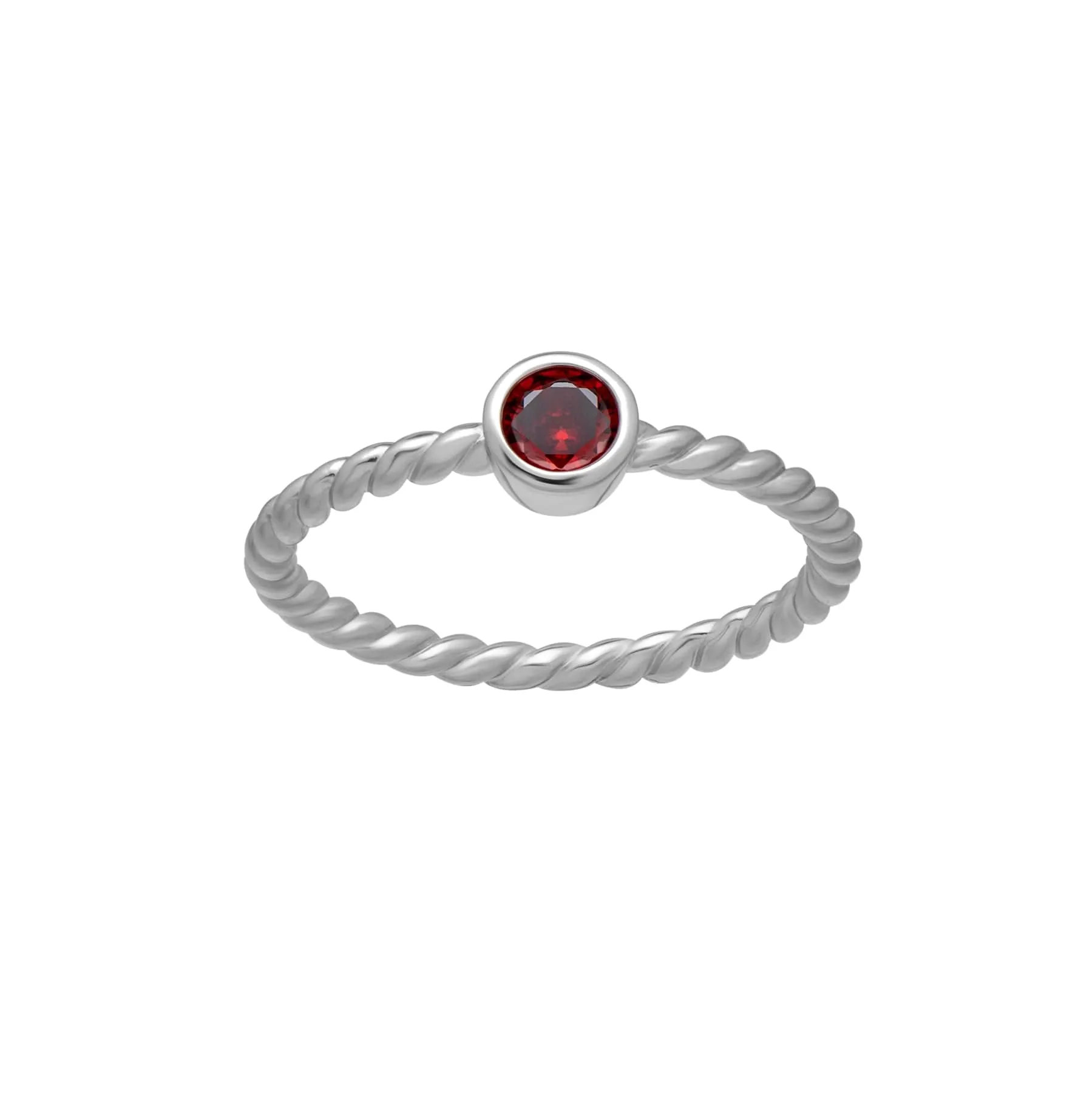 callura Silvertone Twisted CZ Birthstone Solitaire Ring – January Garnet sold by Zulily product image thumbnail 3