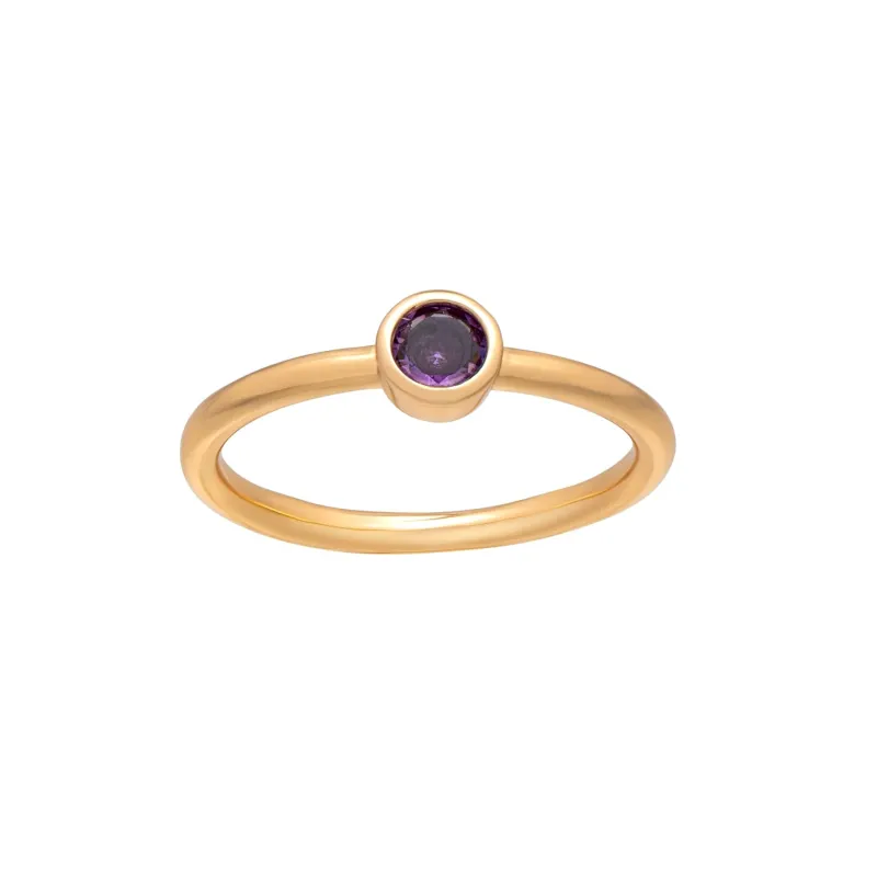 callura Goldtone CZ Birthstone Stackable Solitaire Ring – February Amethyst sold by Zulily