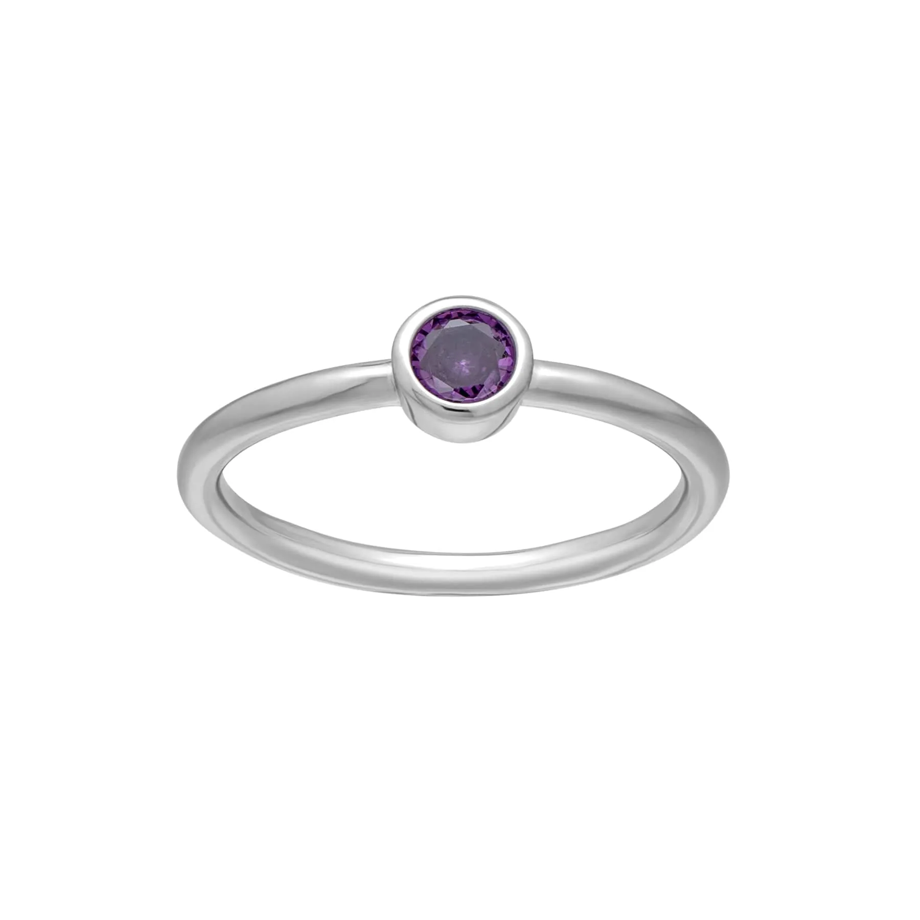 callura Silvertone CZ Birthstone Stackable Solitaire Ring – February Amethyst sold by Zulily product image thumbnail 3