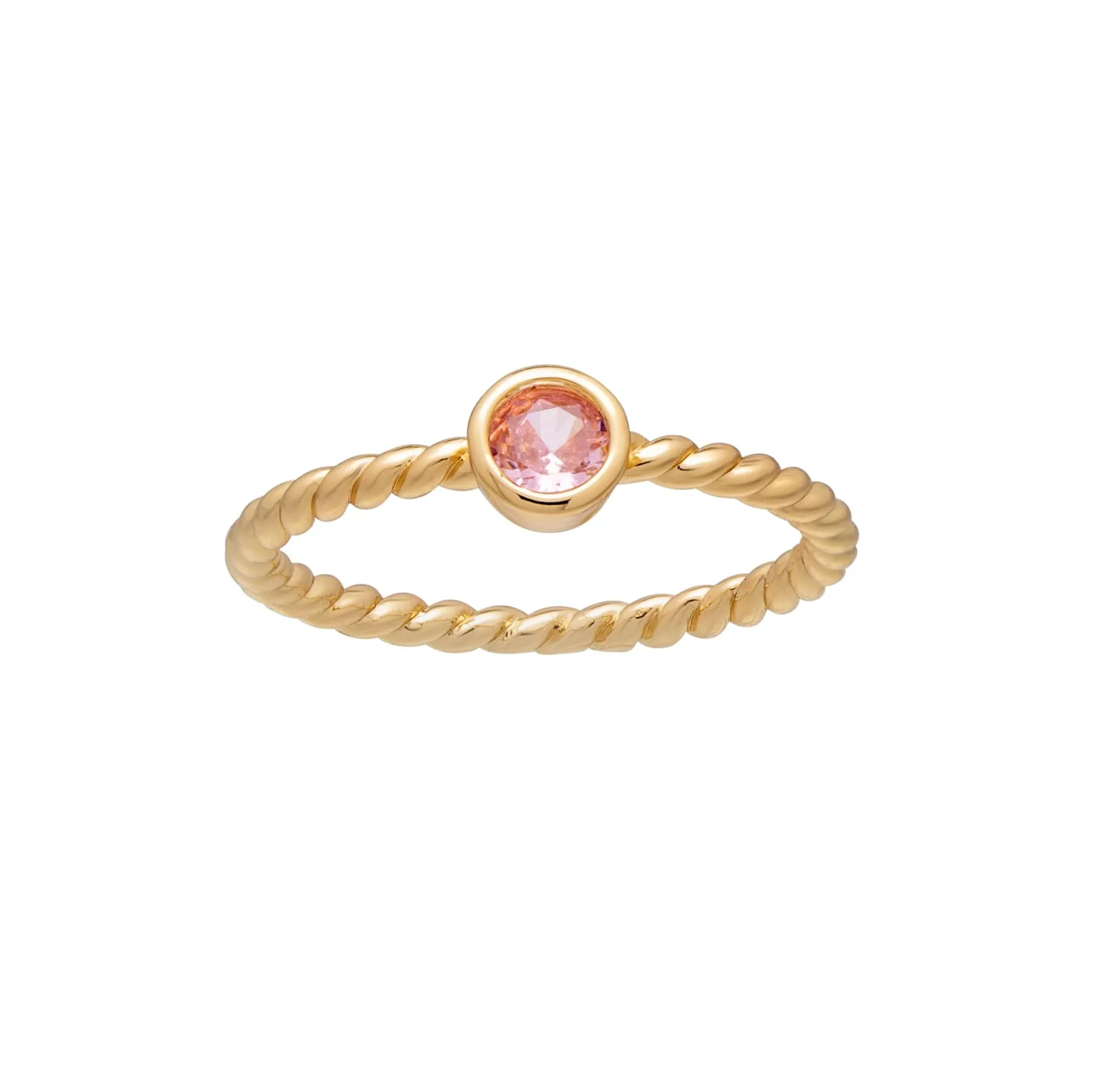 callura Goldtone Twisted CZ Birthstone Solitaire Ring – October Pink Tourmaline sold by Zulily