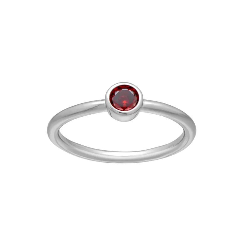 callura Silvertone CZ Birthstone Stackable Solitaire Ring – January Garnet sold by Zulily