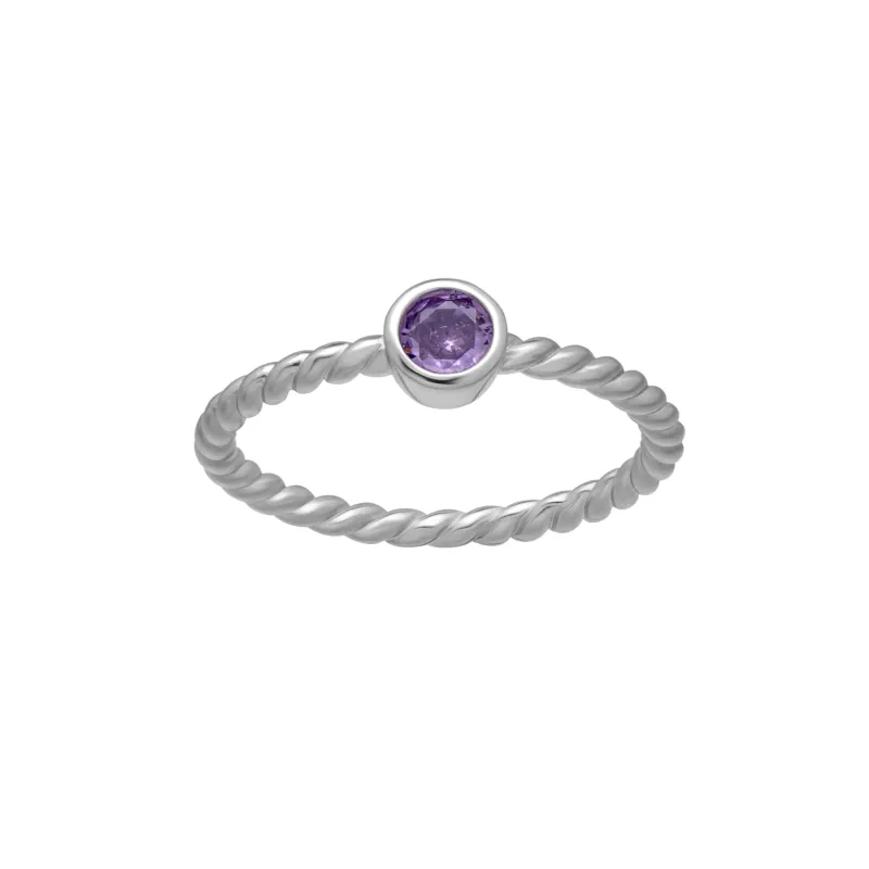 callura Silvertone Twisted CZ Birthstone Solitaire Ring – June Alexandrite sold by Zulily