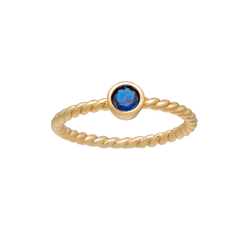 callura Goldtone Twisted CZ Birthstone Solitaire Ring – September Sapphire sold by Zulily