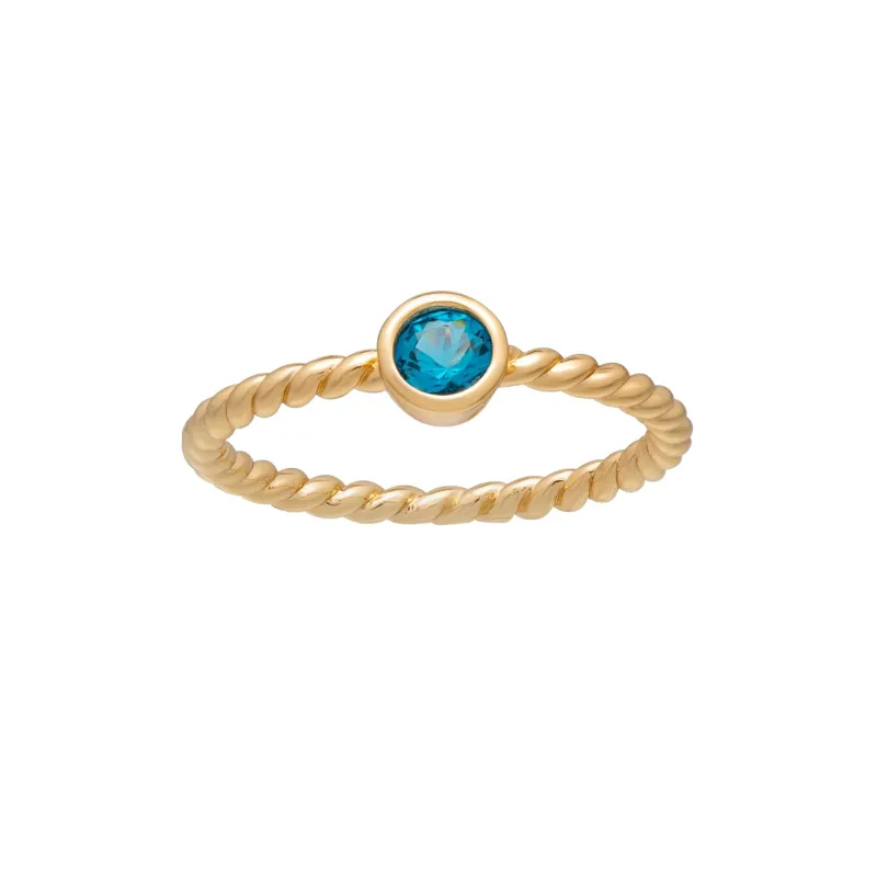 callura Goldtone Twisted CZ Birthstone Solitaire Ring – December Blue Topaz sold by Zulily