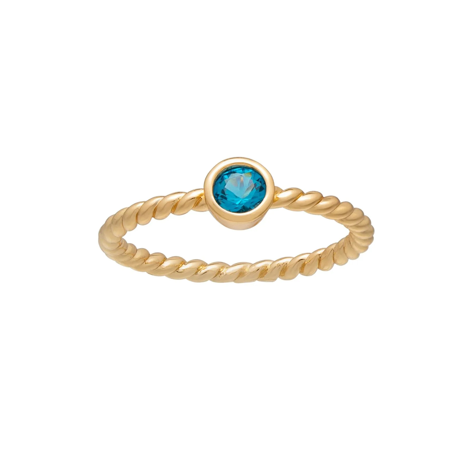 callura Goldtone Twisted CZ Birthstone Solitaire Ring – December Blue Topaz sold by Zulily product image thumbnail 3