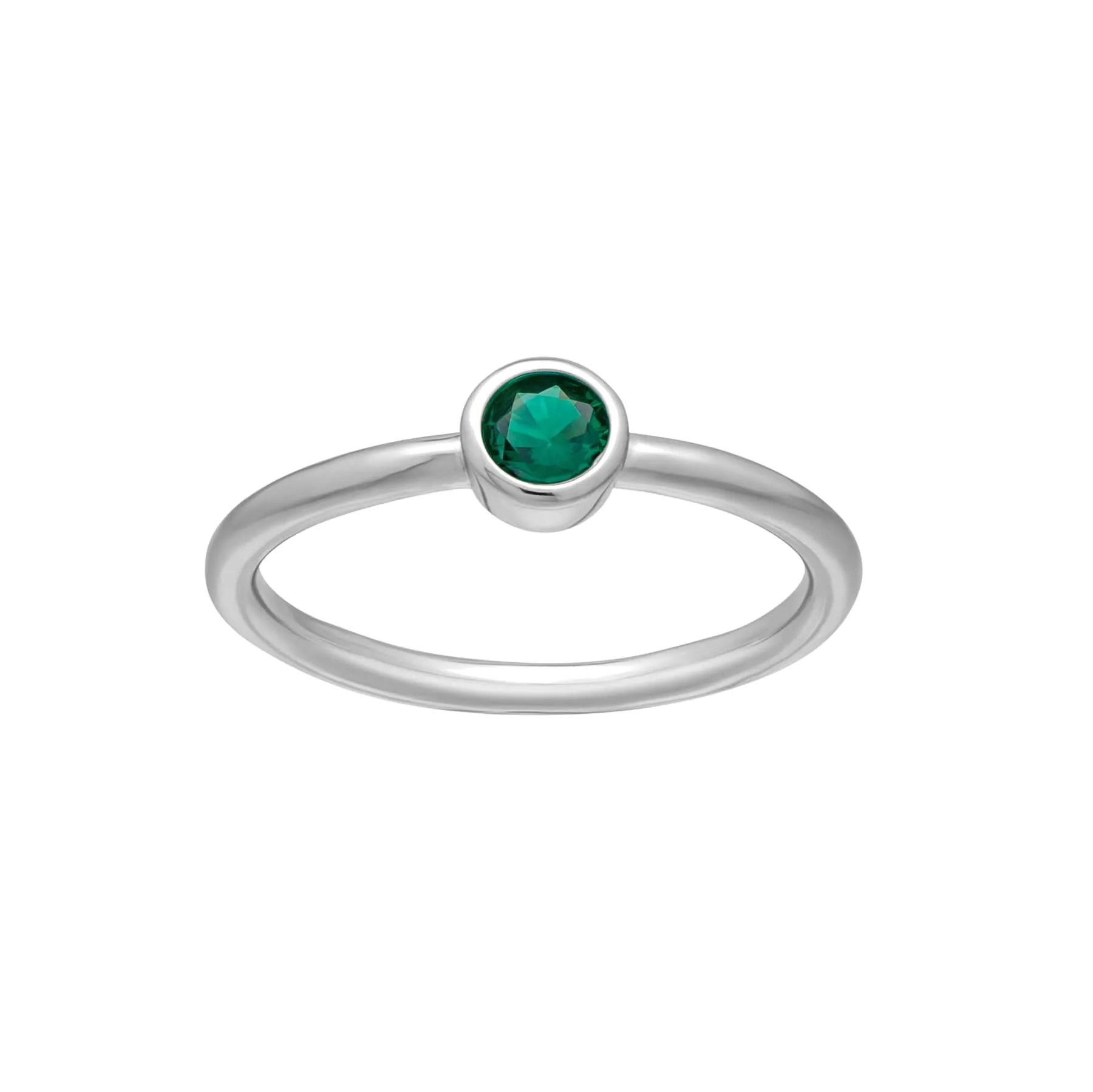 callura Silvertone CZ Birthstone Stackable Solitaire Ring – May Emerald Green sold by Zulily product image thumbnail 4