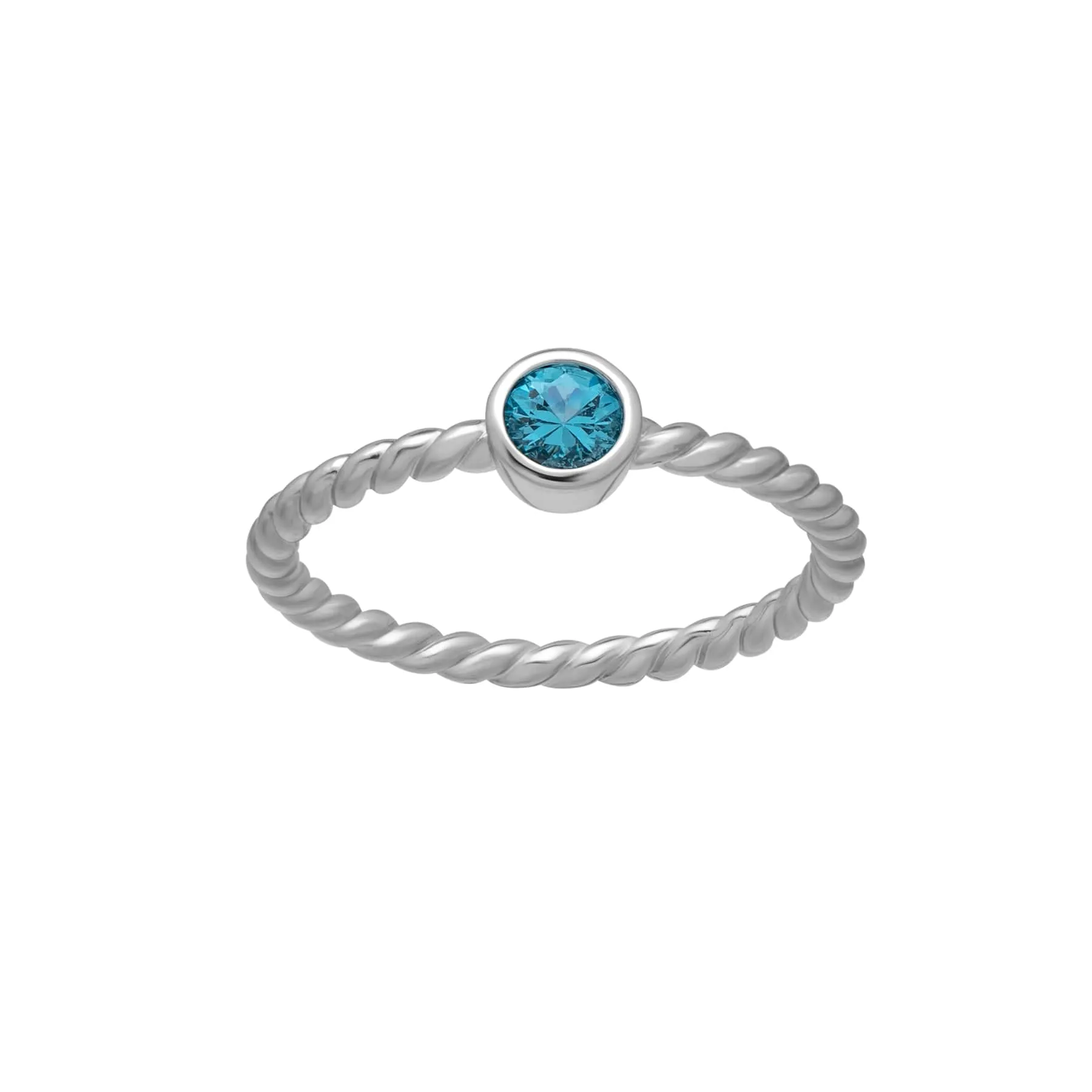 callura Silvertone Twisted CZ Birthstone Solitaire Ring – March Aquamarine sold by Zulily product image thumbnail 4
