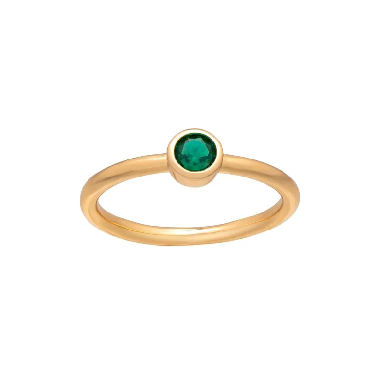 callura Goldtone CZ Birthstone Stackable Solitaire Ring – May Emerald Green sold by Zulily