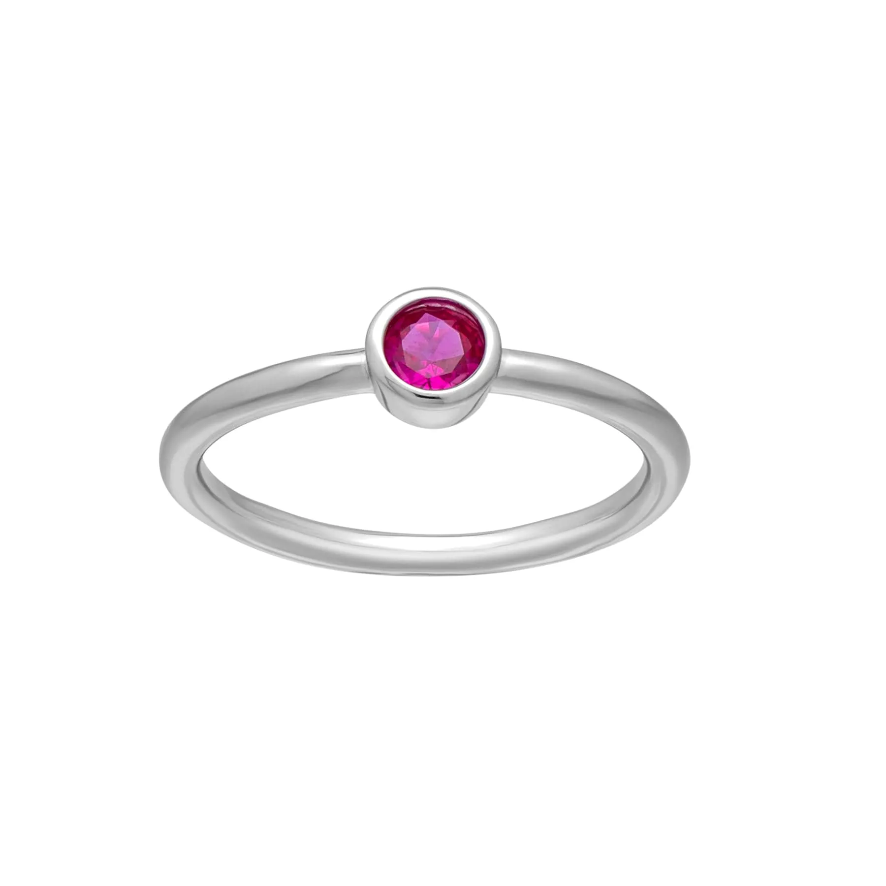 callura Silvertone CZ Birthstone Stackable Solitaire Ring – July Ruby Red sold by Zulily product image thumbnail 2