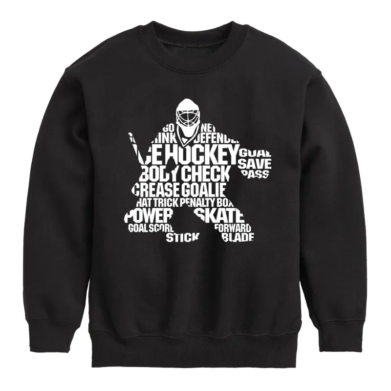 Instant Message - Hockey Words Silhouette - Youth Crew Fleece Sweatshirt sold by Zulily