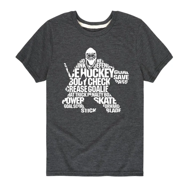 Instant Message - Hockey Words Silhouette - Youth Short Sleeve Graphic T-shirt sold by Zulily