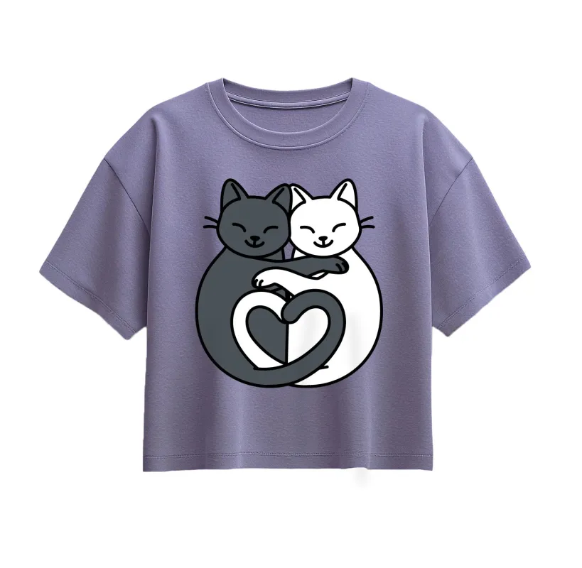 Instant Message - Cats Heart Tails - Youth Girl Short Sleeve Boxy Tee sold by Zulily