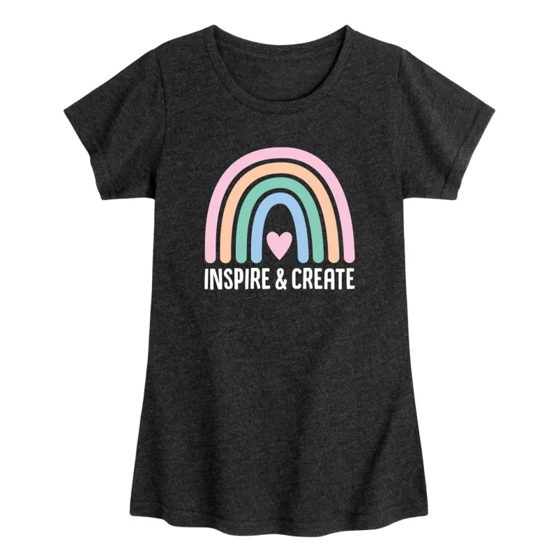 Instant Message - Inspire Create Muted Rainbow - Youth Girls Short Sleeve T-shirt sold by Zulily
