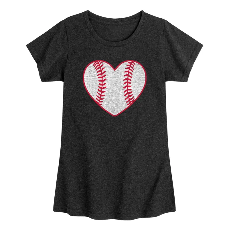 Instant Message - Heathered Baseball Heart - Youth Girls Short Sleeve T-shirt sold by Zulily