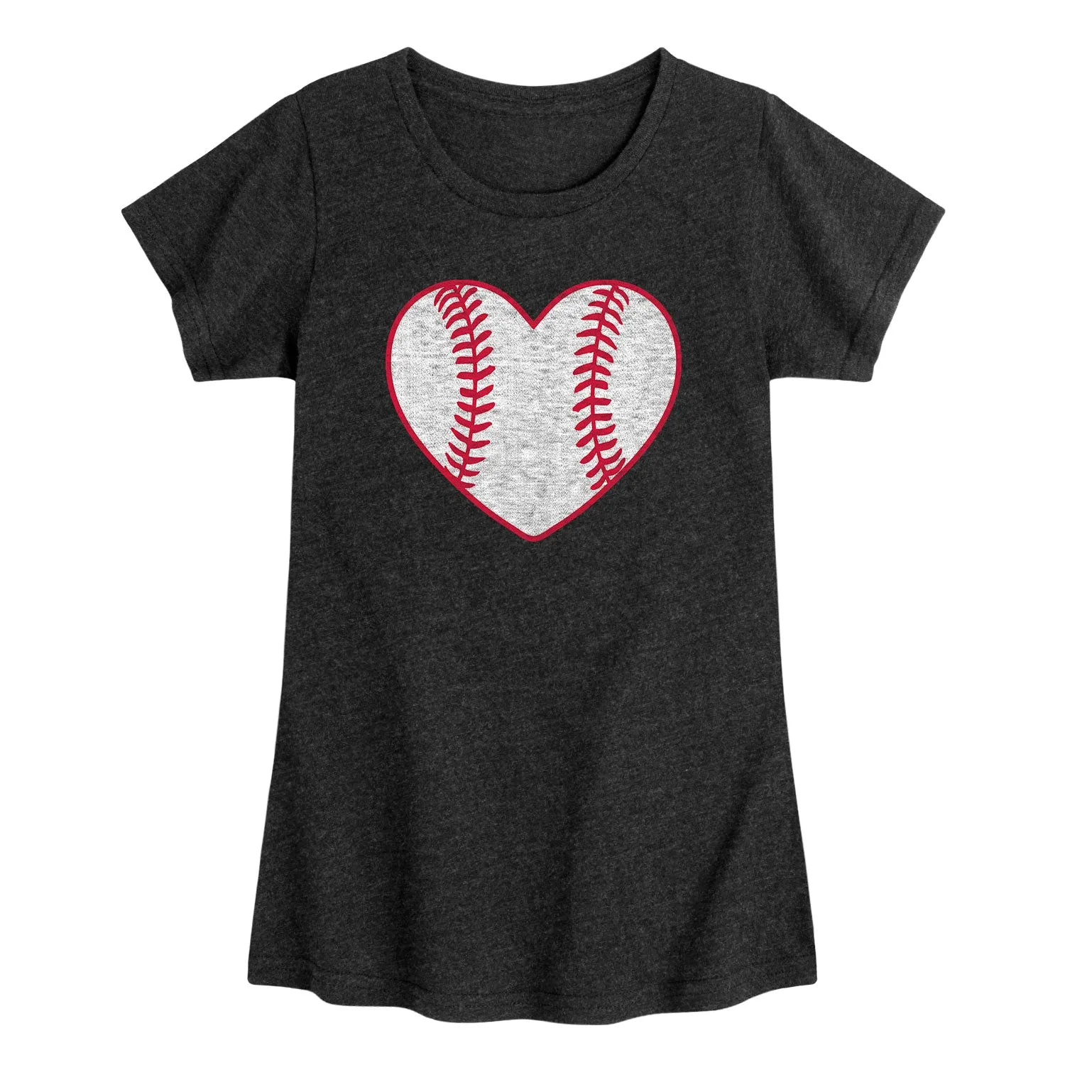 Instant Message - Heathered Baseball Heart - Youth Girls Short Sleeve T-shirt sold by Zulily