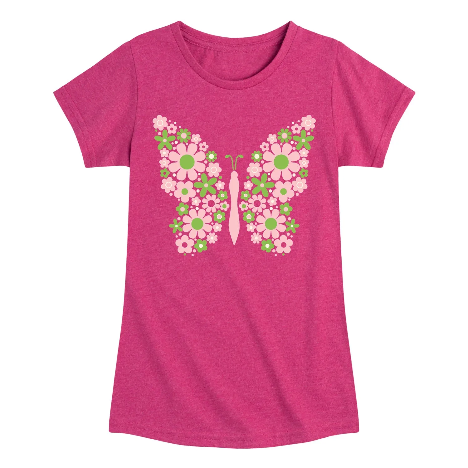 Instant Message - Butterfly Floral Pattern - Youth Girls Short Sleeve T-shirt sold by Zulily