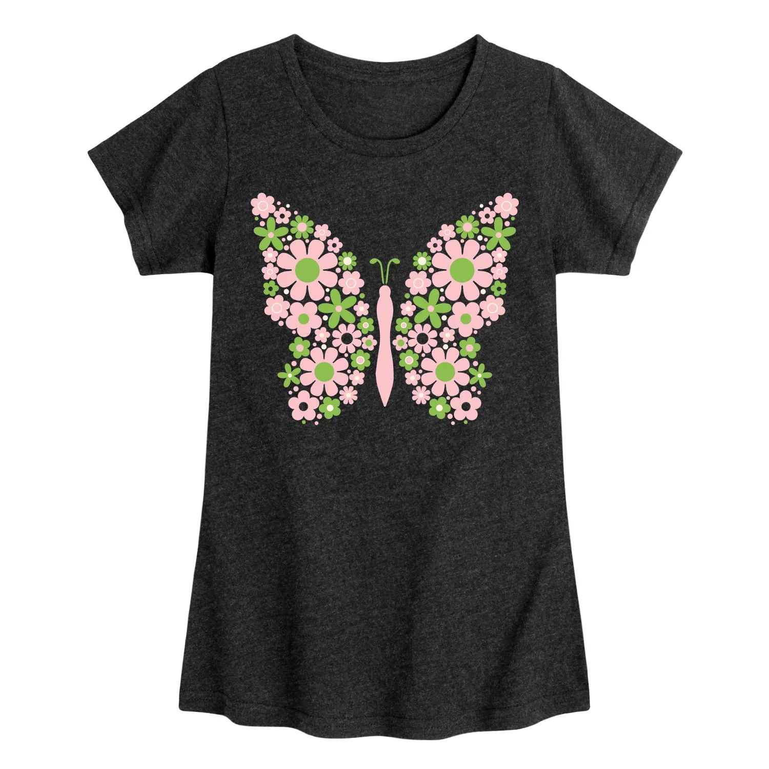 Instant Message - Butterfly Floral Pattern - Youth Girls Short Sleeve T-shirt sold by Zulily product image thumbnail 2