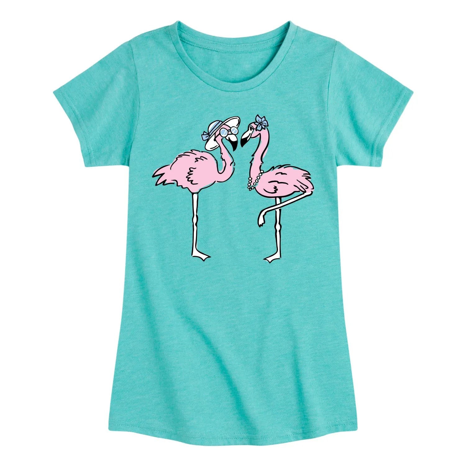 Instant Message - Girly Flamingos Illustration - Youth Girls Short Sleeve T-shirt sold by Zulily