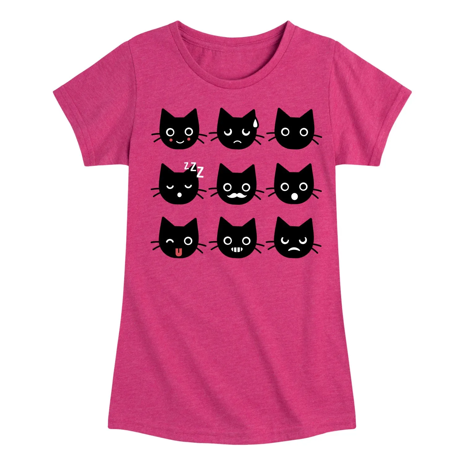 Instant Message - Black Cat Emotions - Youth Girls Short Sleeve T-shirt sold by Zulily