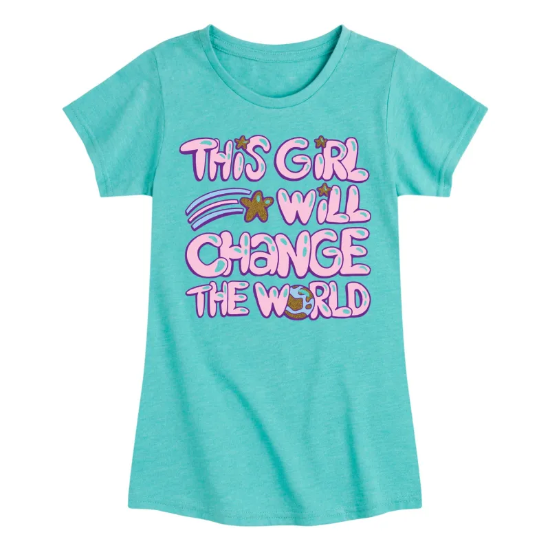 Instant Message - Change The World - Youth Girls Short Sleeve T-shirt sold by Zulily