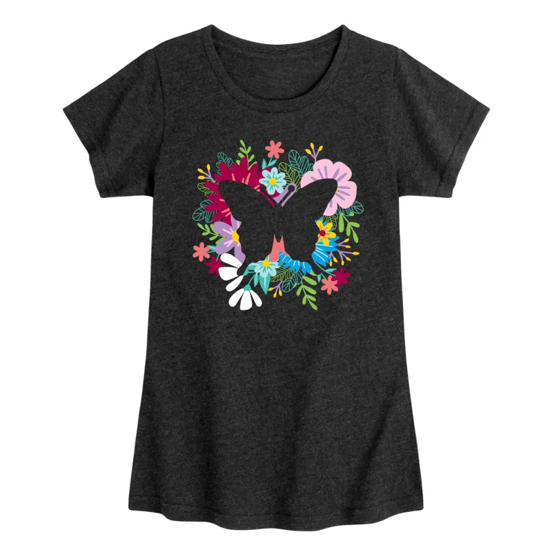 Instant Message - Negative Space Butterfly - Youth Girls Short Sleeve T-shirt sold by Zulily