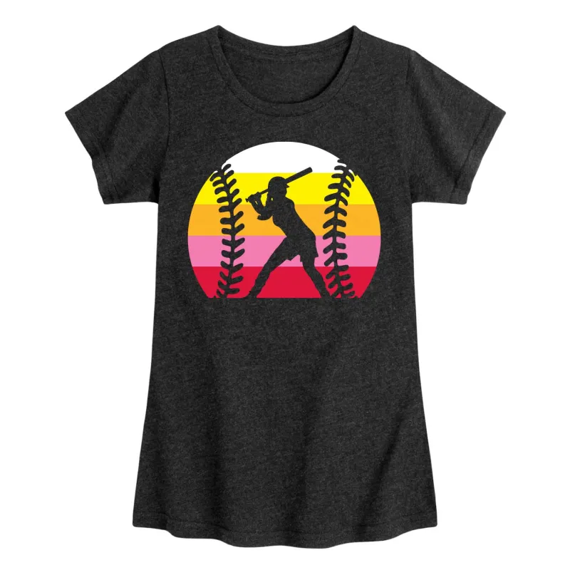 Instant Message - Retro Softball Player - Youth Girls Short Sleeve T-shirt sold by Zulily