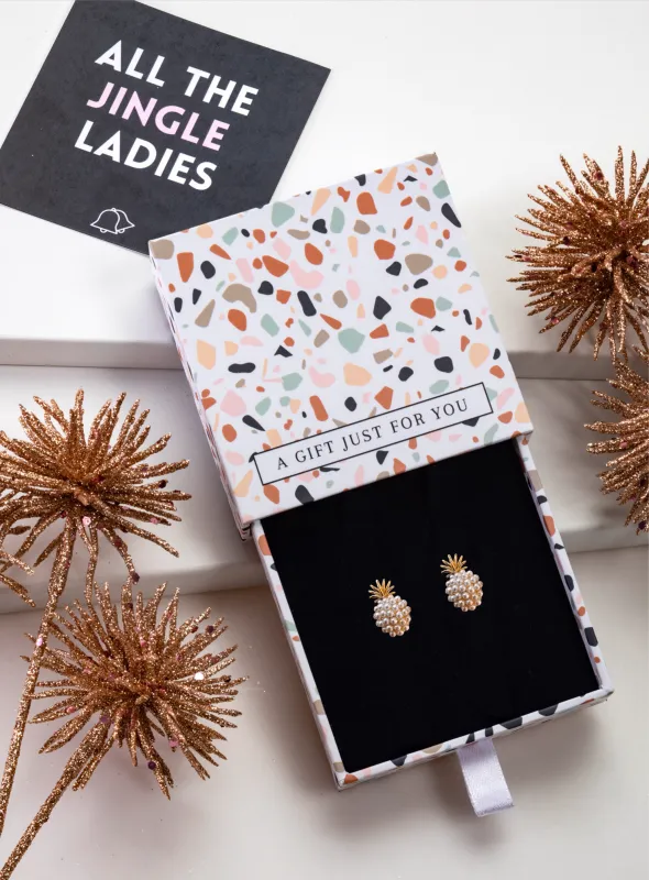 Don’t AsK Imitation Pearl Pineapple Stud Earrings sold by Zulily