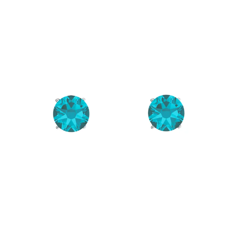 callura Timeless Stainless Steel & Cubic Zirconia Birthstone Solitaire Stud Earrings – December Turquoise Blue sold by Zulily