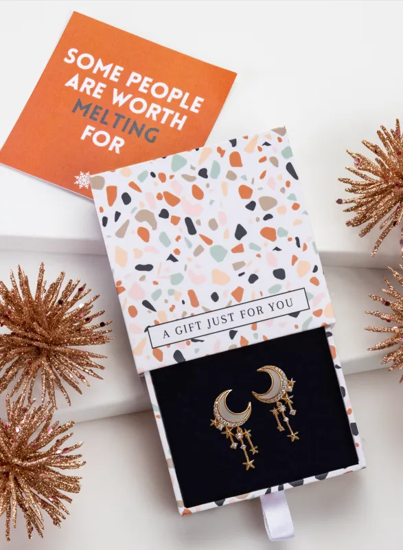 Don’t AsK Goldtone CZ Crescent Moon & Star Chain Earrings sold by Zulily