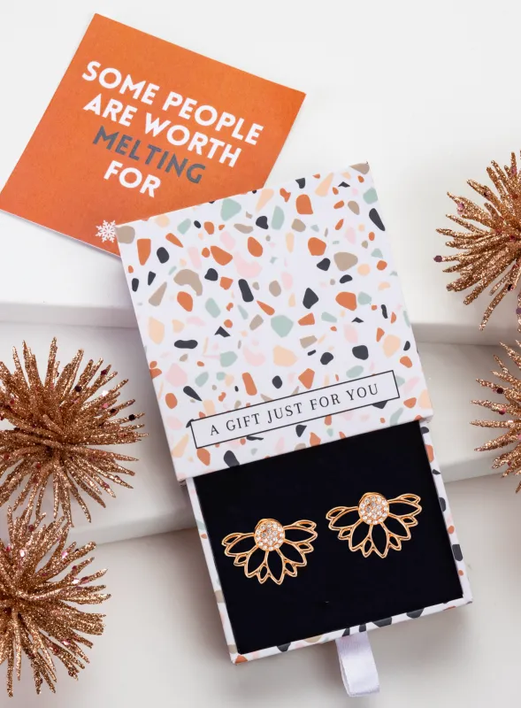 Don’t AsK Goldtone Crystal Lotus Stud Earrings sold by Zulily