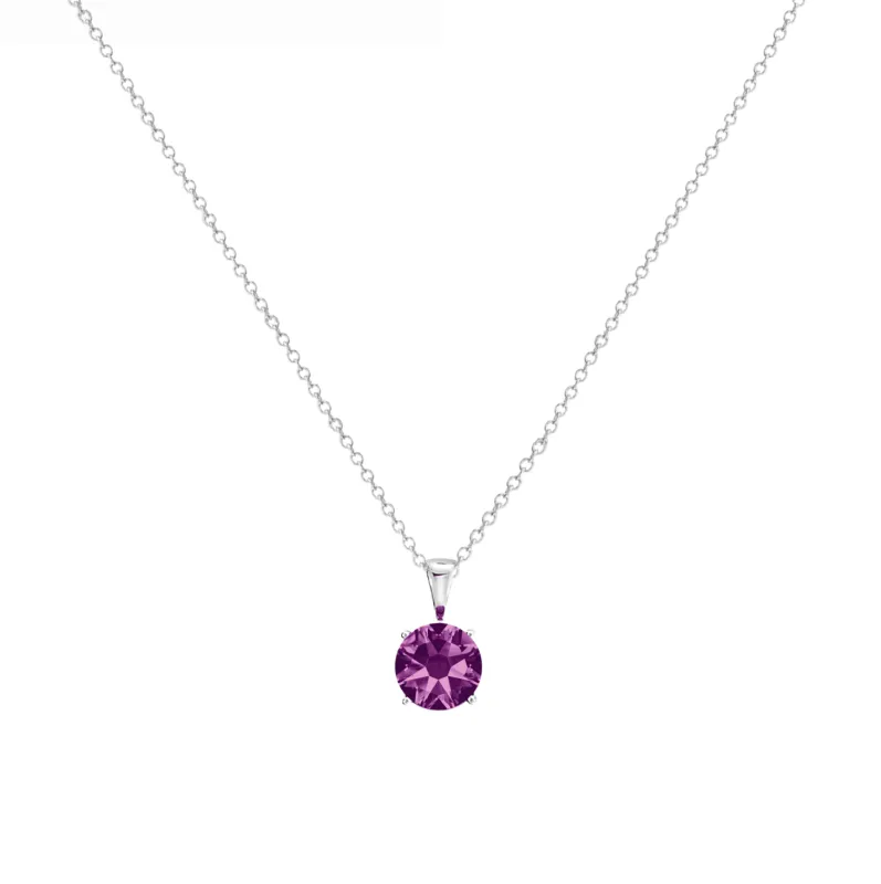 callura Timeless Silvertone Cubic Zirconia & Stainless Steel Birthstone Solitaire Pendant Necklace – February Amethyst sold by Zulily