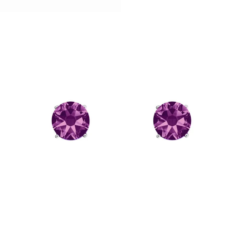 callura Timeless Stainless Steel & Cubic Zirconia Birthstone Solitaire Stud Earrings – February Amethyst sold by Zulily