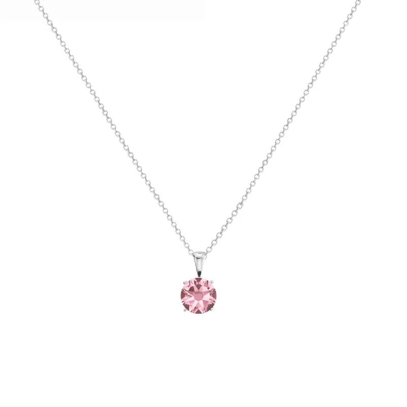 callura Timeless Silvertone Cubic Zirconia & Stainless Steel Birthstone Solitaire Pendant Necklace – October Rose Opal sold by Zulily