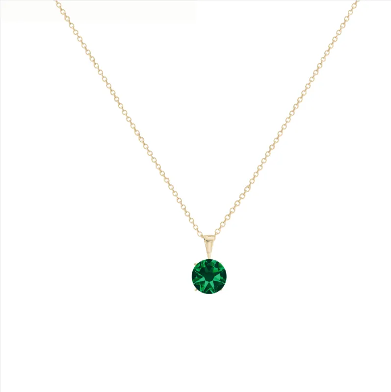callura Timeless Stainless & Goldtone Cubic Zirconia Birthstone Solitaire Pendant Necklace – May Emerald Green sold by Zulily